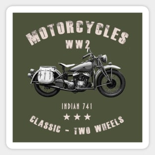 Indian 741 Retro Vintage Motorcycle WW2 Sticker